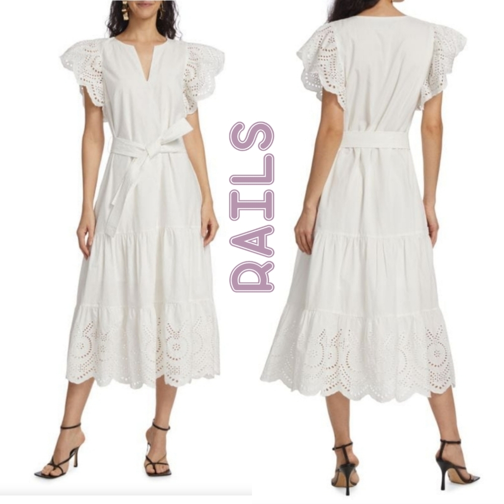Rails White Eyelet Midi Dress